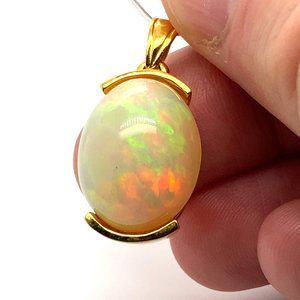 Opal 16.52ct Solid 14K Yellow Gold Pendant